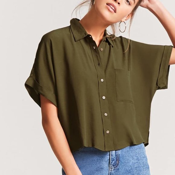 Forever 21 Tops - 🍋5/$25🍋 Forever 21 Boxy Dolman Button Down Shirt